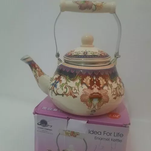 Traditional enameled kettle, single and large