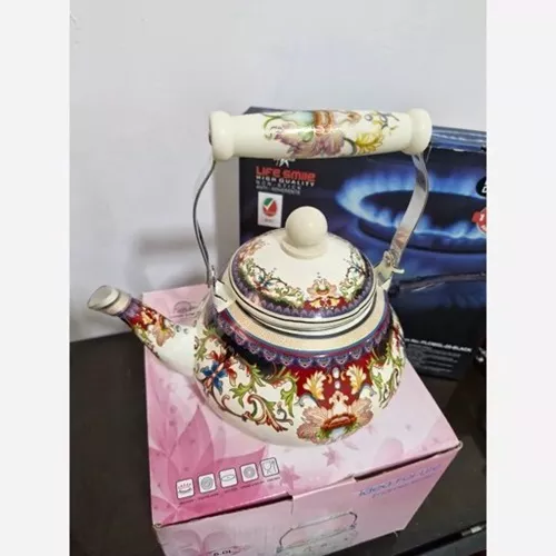 Traditional enameled kettle, single and large