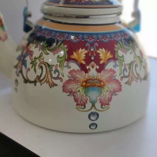 Traditional enameled kettle, single and large