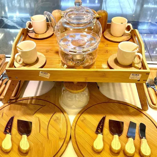 پخش سینی پایه دار بامبو تک و عمده کد R024