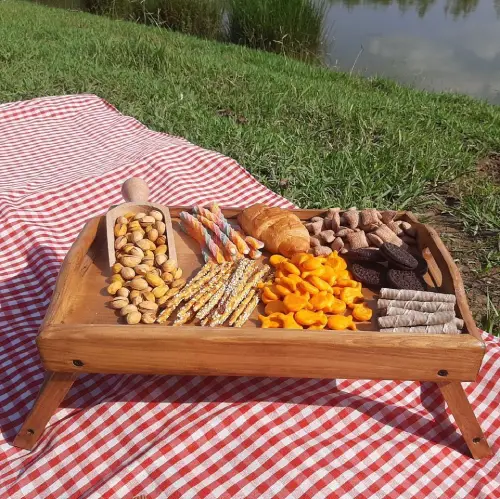 پخش سینی پایه دار بامبو تک و عمده کد R024