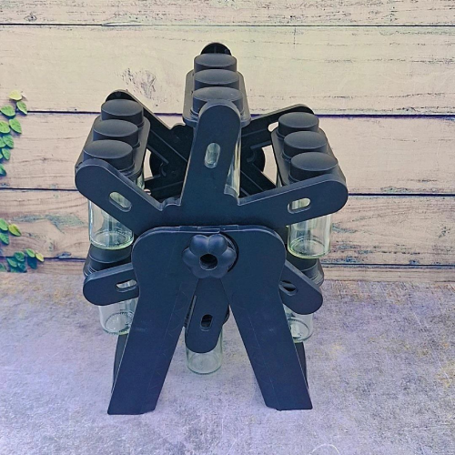 خرید جا ادویه گردان رنگ مشکی 18 پارچه تک و عمده کد Z2147