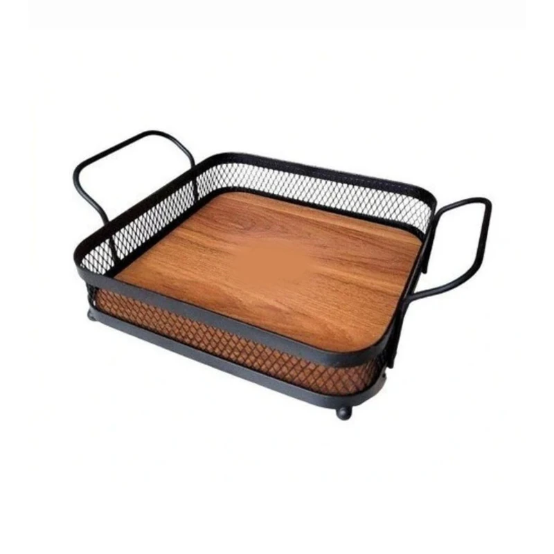 خرید سینی تسمه ای مربع دیبا مدل دسته دار تک و عمده کد Z2155