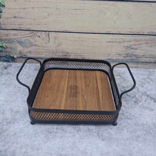 خرید سینی تسمه ای مربع دیبا مدل دسته دار تک و عمده کد Z2155