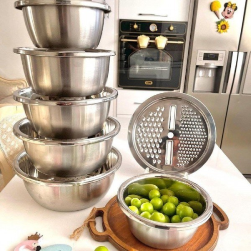 خرید ست لگن استیل 6 پارچه رنده دار یونیک تک و عمده کد Z2163