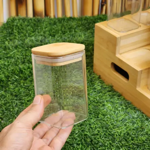 بانکه های ادویه ارتفاع 8 مربع درب بامبو تک و عمده کد R033