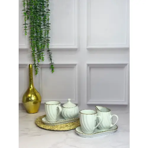  ست چای خوری همراه با قندان یا شکر ریز لب طلا کد E1313 تک و عمده