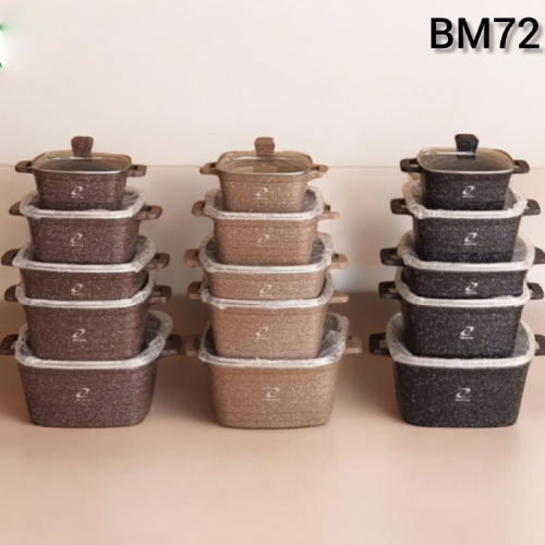 خرید سرویس قابلمه 10 پارچه مربعی گرانیتی مدل BM72 تک و عمده کد Z2323