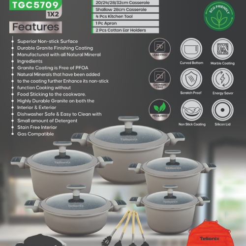 خرید سرویس قابلمه 17 پارچ چدن تلیونیکس مدل TGC5709 تک و عمده کد Z2357