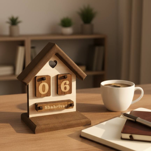 خرید تقویم چوبی کلبه دوگانه تک و عمده کد Z3429