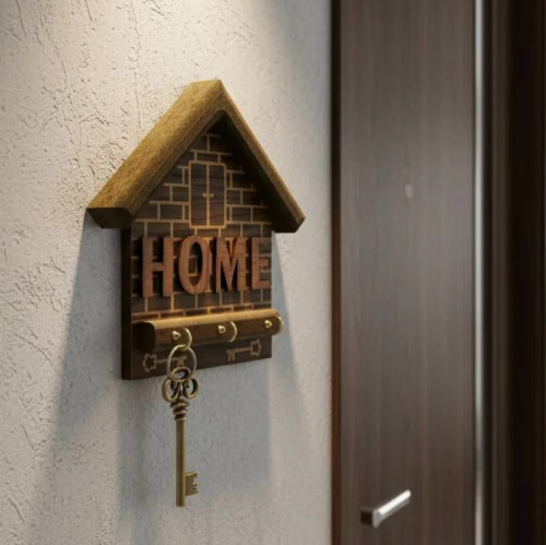 خرید جاکلیدی دیواری چوبی طرح HOME تک و عمده کد Z3431