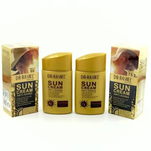 خرید ضد آفتاب بی رنگ دکتر راشل SPF60 و SPF75 تک و عمده کد R101