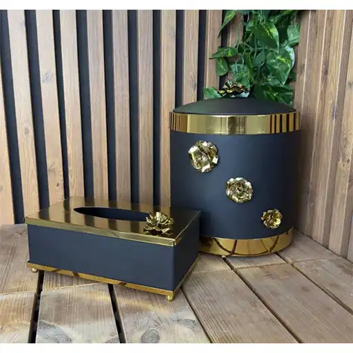 Rose Metal Trash Can Set