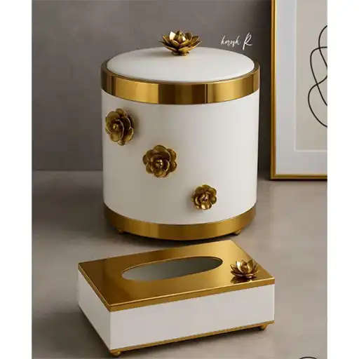 Rose Metal Trash Can Set