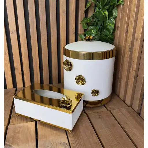 Rose Metal Trash Can Set