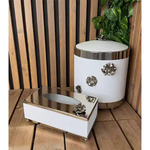 Rose Metal Trash Can Set