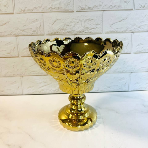 خرید ظرف آجیل پایه دار می جی طلایی تک و عمده کد Z2533