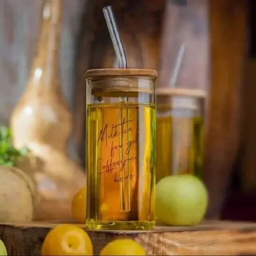 خرید-لیوان-اسموتی-شیشه-ای-نی-دار-کد-b675