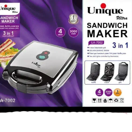 پخش ساندویچ ساز 3کاره یونیک مدل UA-7002 تک و عمده کد Z2704