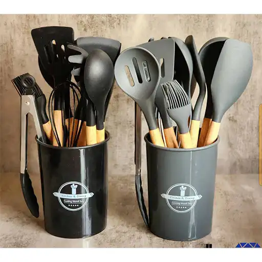 سرویس-کفگیر-و-ملاقه-12-پارچه-سیلیکونی-kitchenware-تک-و-عمده