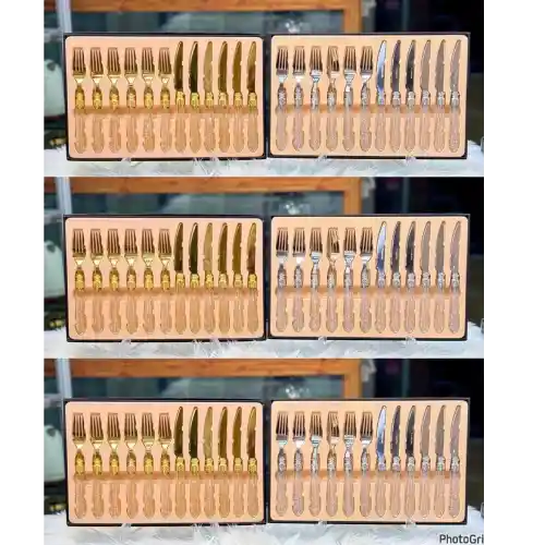 خرید-کارد-و-چنگال-۱۲-پارچ-طلایی-کد-b995