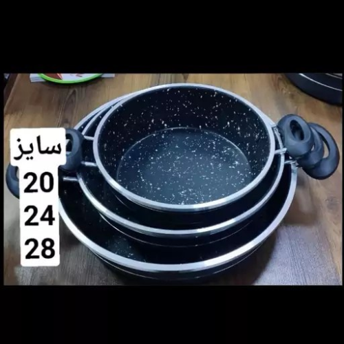 خرید ماهیتابه سه تایی گرانیتی دو دسته تک و عمده کد Z2943