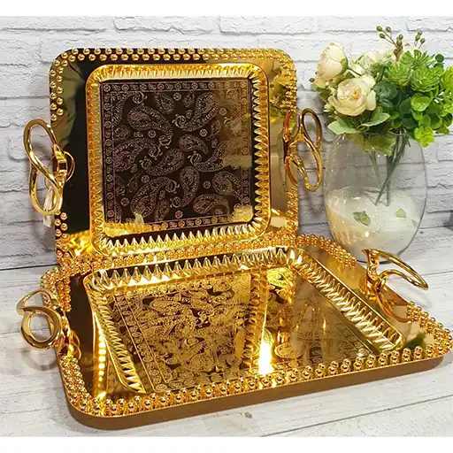 پخش عمده سینی پذیرایی مجلسی مستطیل برند رمانتیک هوم تک و عمده کد L1325