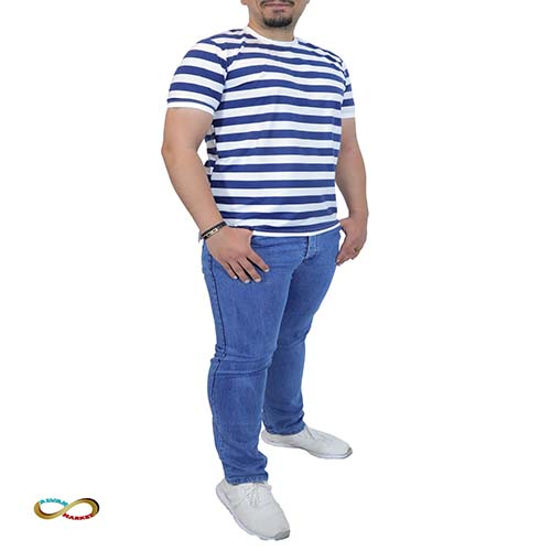 تي شيرت مخطط للرجال (تي شيرت رينجي)