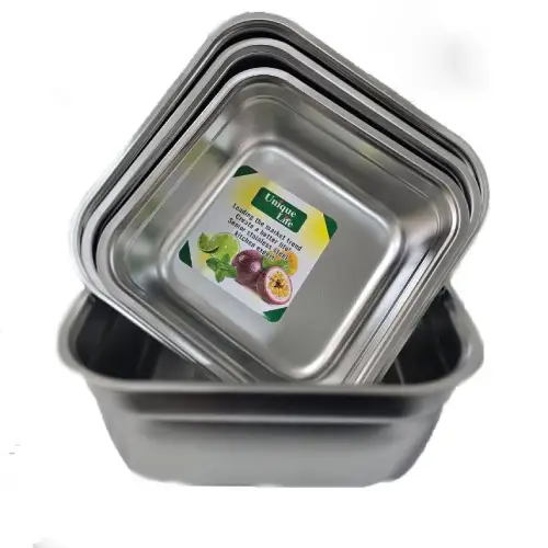 پخش لگن استیل 4تیکه چهارگوش برند یونیک تک و عمده کد R332