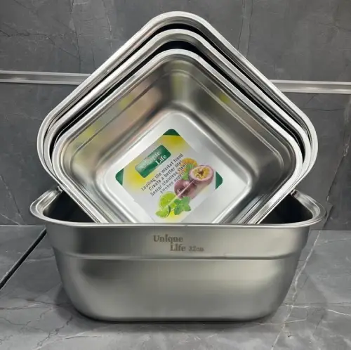 خرید-لگن-استیل-4تیکه-چهارگوش-یونیک-کد-r331