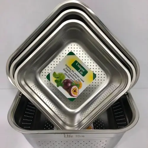 پخش آبکش استیل 4تیکه چهارگوش برند یونیک تک و عمده کد r334