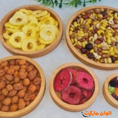 خرید ست پنج تیکه سینی گرد چوبی تک و عمده کدA105