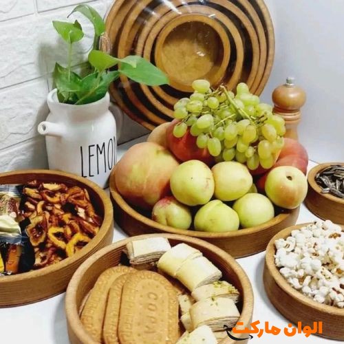 خرید-ست-پنج-تیکه-سینی-گرد-چوبی-کدa105