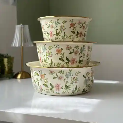 پخش ست ۳ تکه لگن لعابی گلبهاری تک و عمده کد B1306