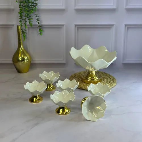 پخش هفت پارچ پذیرایی نیلوفر پایه طلا  تک و عمده کد G6443   