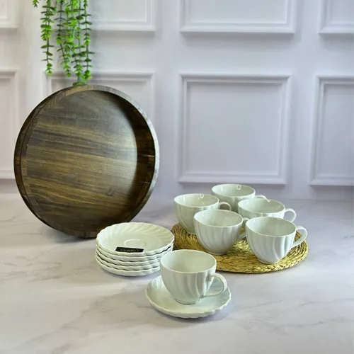 پخش چای خوری کارمن همراه با سینی چوبی  تک و عمده کد G6447   