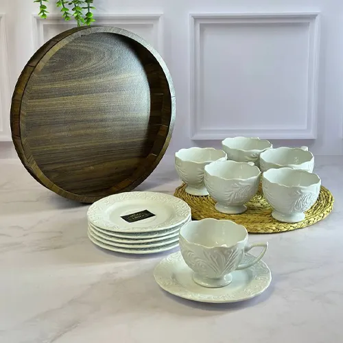 خرید چای خوری ونوس همراه با سینی چوبی  تک و عمده کد G6448   