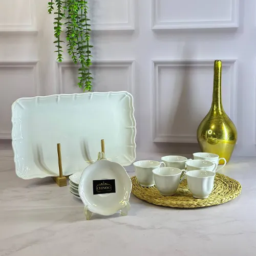 پخش قهوه خوری نیلوفر  همراه با سینی  چینی  تک و عمده کد G6457   