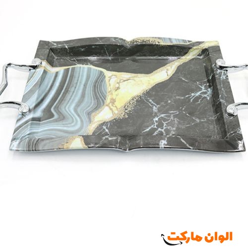 پخش-سینی-کارن-کوچیک-طرح-ماربل-نقره-ای-کدa174