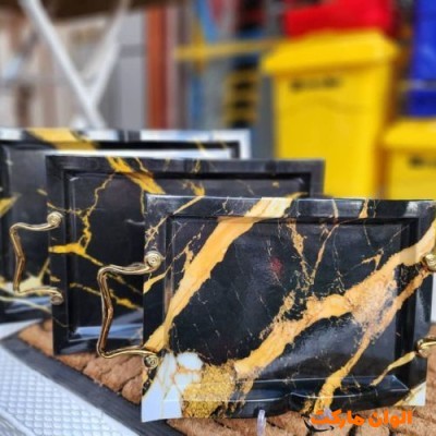 خرید سینی کارن سایز متوسط طرح ماربل طلایی تک و عمده  کدA177