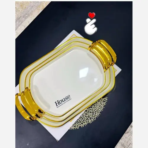 پخش سینی اکرولیک دور طلایی وارداتی کد E1762 تک و عمده