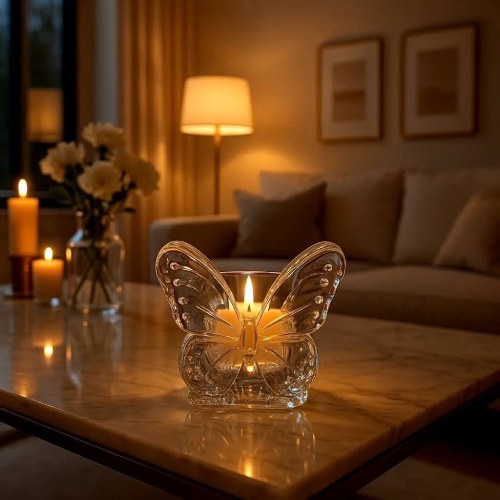 خرید جا شمعی  کریستالی مدل پروانه تک و عمده کد Z3279