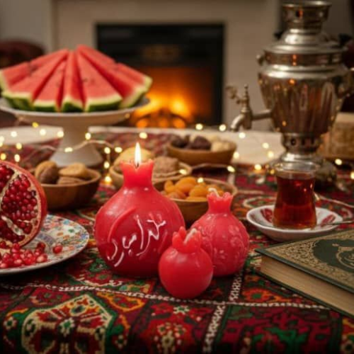 خرید شمع انار شب یلدا  ۳ تکه تک و عمده کد Z3283