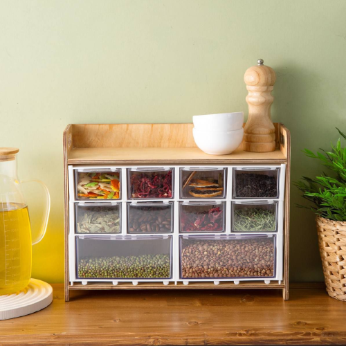 خرید باکس ادویه جات چوبی 10 خانه تک و عمده کد Z3357