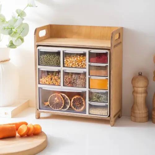 خرید باکس ادویه 10 کشو چوبی تک و عمده کد Z3359