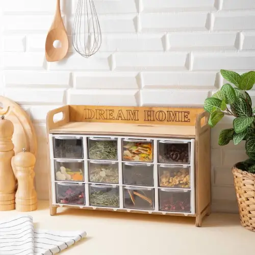 خرید باکس ادویه جات چوبی 12 کشو تک و عمده کد Z3361