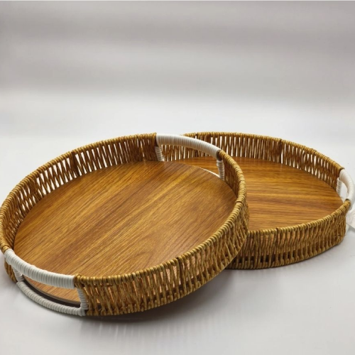 پخش سینی دسته دار ۳ تیکه حصیری تک و عمده کد Z3476