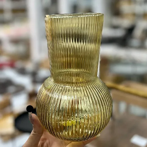 پخش گلدان تیام رنگی  بلور عسلی تک و عمده کدG6692