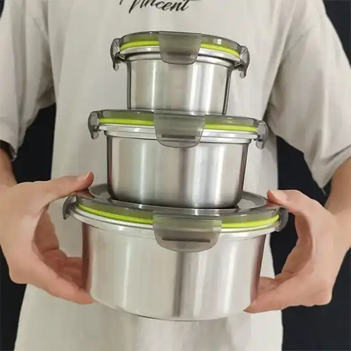 خرید-ظروف-نگهدارنده-غذا-استیل-3-تیکه-برند-unique-تک-و-عمده-کد-l1456