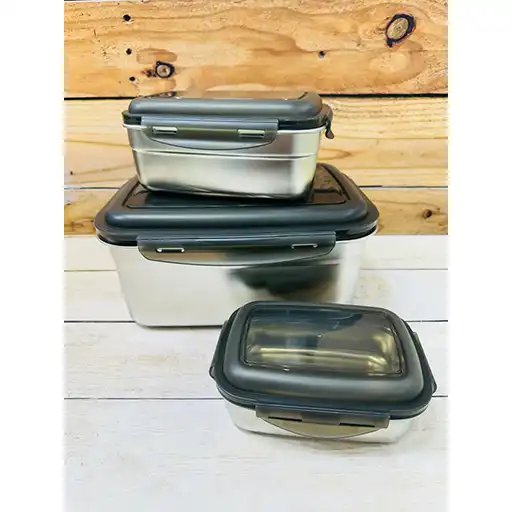 پخش عمده ظروف نگهدارنده غذا استیل 3 تیکه برند Unique تک و عمده کد L1459